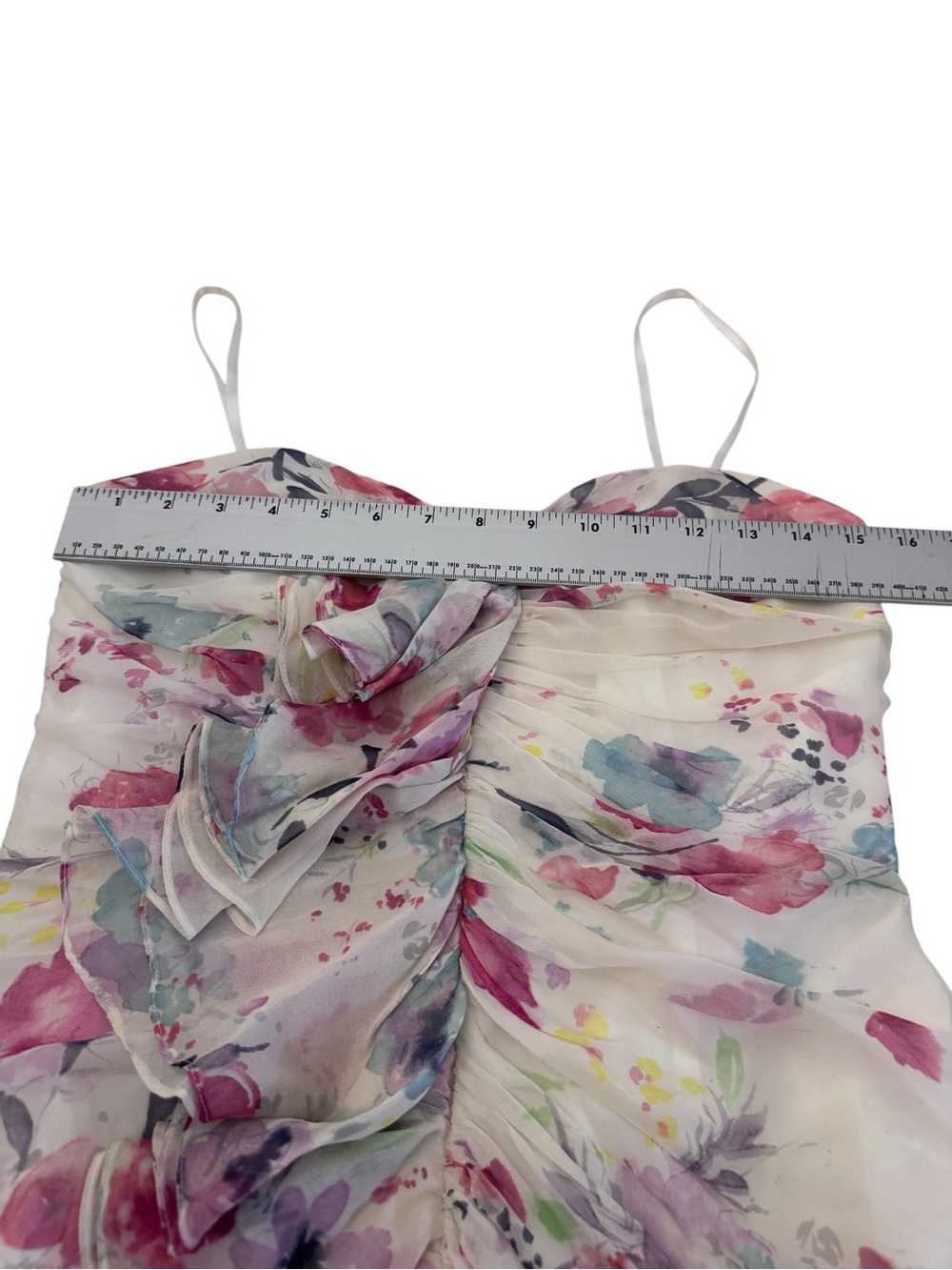 Jill Stuart 2012 Silk Floral Ruffle Gown Size 8 Fits 4/6 MSRP $448 - Picture 14 of 16